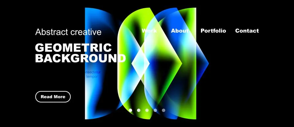 Modern design features vibrant geometric shapes, bold typography, dark Stock Illustration