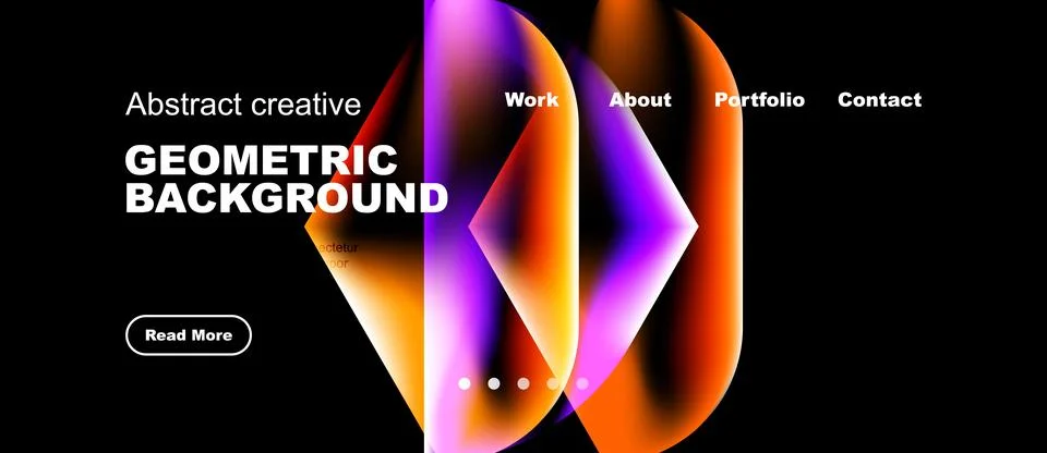Modern design features vibrant gradients, geometric shapes, text overlay, Stock Illustration