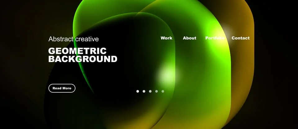 Modern design features vibrant overlapping shapes. Dark background highlights Stock Illustration