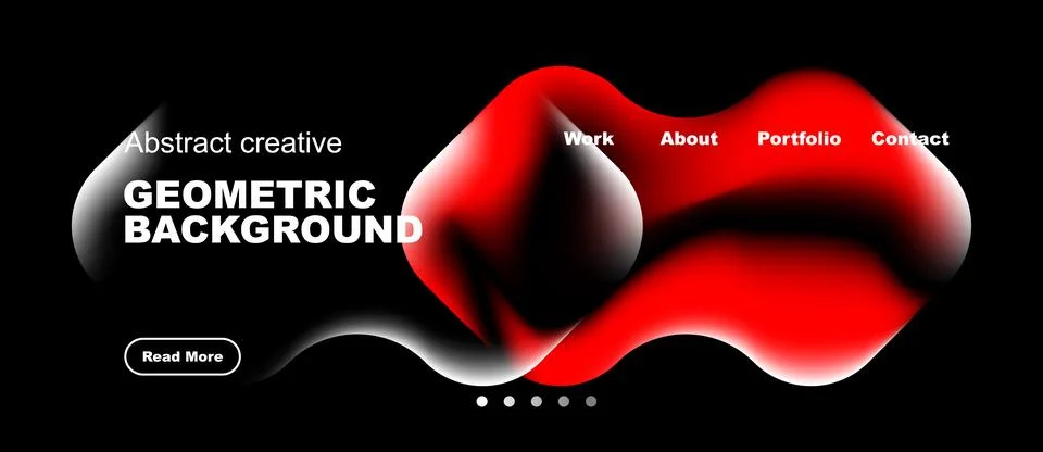 Modern design features vibrant red shapes over black background. Text element Stock Illustration
