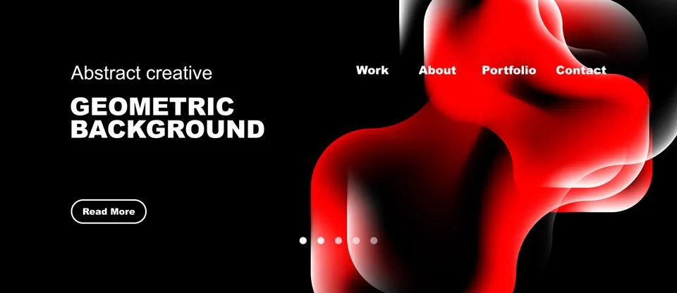 Modern design features vibrant red shapes over black backdrop. Minimalist tex Stock Illustration