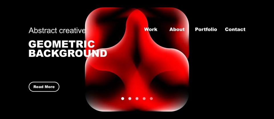 Modern design features vibrant red shapes, dark background. Minimalist websit Stock Illustration