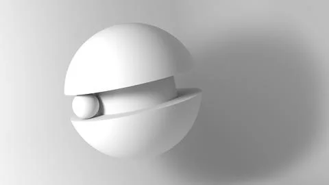 Modern design featuring an abstract white sphere, 3d render Stock Illustration