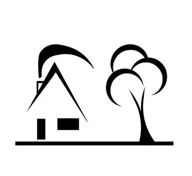Modern design house sketch vector with tree Stock Illustration