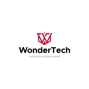 Modern design initial W Wonder Tech logo design Stock Illustration