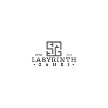Modern design LABYRINTH GAMES playing logo design Stock Illustration