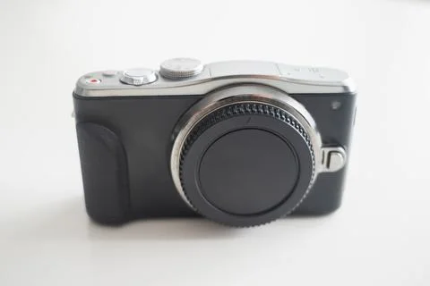 Modern design mirrorless digital camera Stock Photos