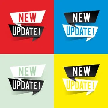 Modern design new update text on speech bubbles concept. Vector illustration Stock-Illustration