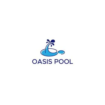 Modern design OASIS POOL tree water logo design Stock Illustration