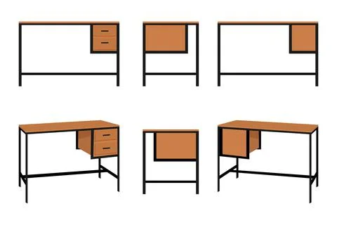 Modern design office table with cabinet drawer Stock Illustration