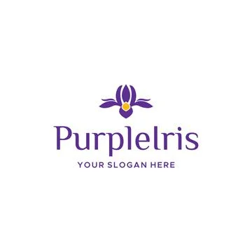 Modern design PURPLE IRIS grape flower logo design Stock Illustration