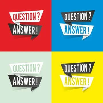 Modern design question answer text on speech bubbles concept. Vector illustra Stock Illustration