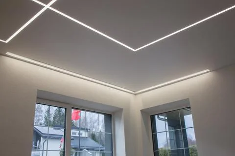 Modern Design of Recessed LED Ceiling Stock Photos