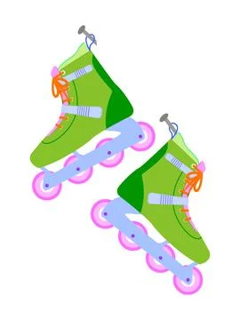 Modern design roller skates. Simple cartoon vector illustration of wheels k.. Stock Illustration