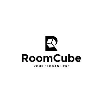 Modern design ROOM CUBE dimensional logo design Stock Illustration