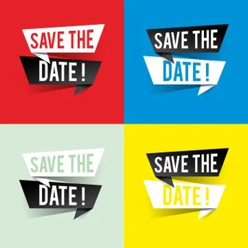 Modern design save the date text on speech bubbles concept. Vector illustrati Stock Illustration