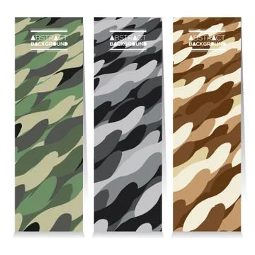 Modern Design Set Of Three Abstract Camouflage Vertical Banners Vector Illust Stock Illustration