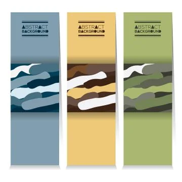 Modern Design Set Of Three Abstract Camouflage Vertical Banners Vector Illust Stock-Illustration