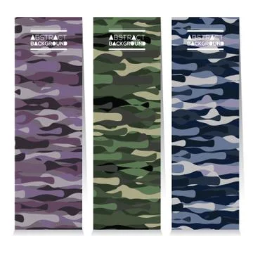 Modern Design Set Of Three Abstract Camouflage Vertical Banners Vector Illust Stock Illustration