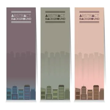 Modern Design Set Of Three Buildings Vertical Banners Vector Illustration Stock Illustration