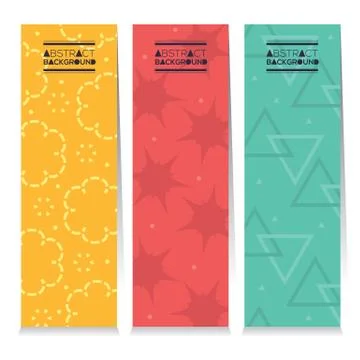 Modern Design Set Of Three Colorful Graphic Vertical Banners Vector Illustration Stock Illustration
