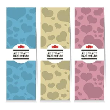 Modern Design Set Of Three Vertical Banners Hearts Graphic Vector Illustratio Stock Illustration