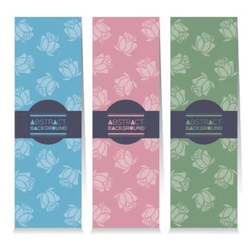 Modern Design Set Of Three Vertical Banners Rose Graphic Vector Illustration Stock Illustration