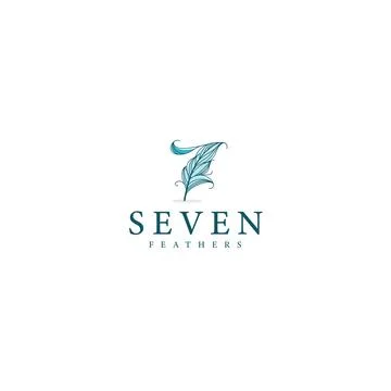 Modern design SEVEN FEATHERS leaf logo design Illustrazione stock