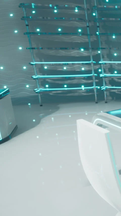 Modern design space with light features and clear surfaces in a workspace Stock Footage 341255955