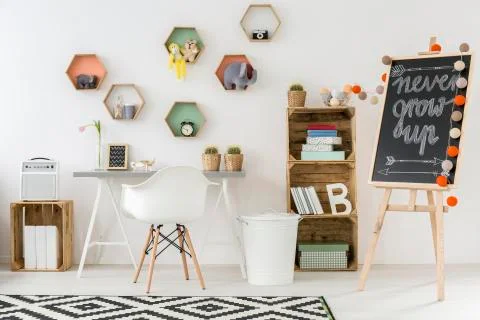 Modern design of study space Stock Photos