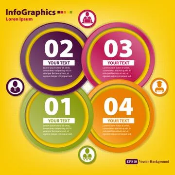 Modern Design template for infographics with four big circles Stock Illustration