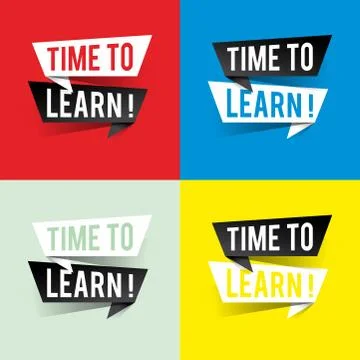 Modern design time to learn text on speech bubbles concept. Vector illustrati Stock Illustration