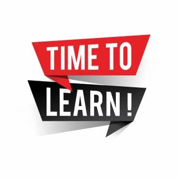 Modern design time to learn text on speech bubbles concept. Vector illustrati Stock Illustration