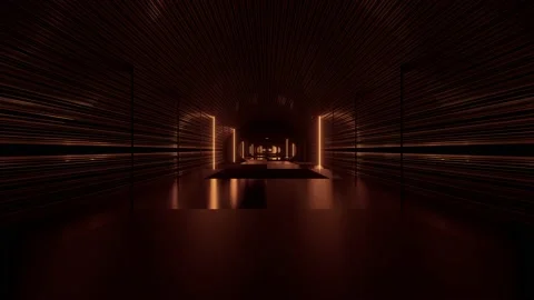 Modern design of a tunnel, bronze string leading into the distance. Drive Stock Footage 161138530