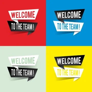 Modern design welcome to the team text on speech bubbles concept. Vector illu Stock Illustration