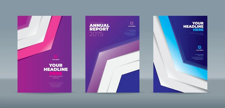 Modern design white arrow shape on blue, purple background, cover template .. Stock Illustration