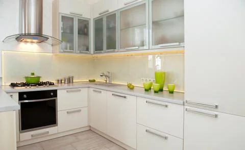 Modern design white Kitchen Interior Stock Photos