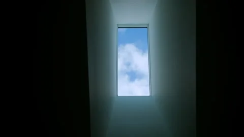 Modern design window or skylight in a modern apartment, home interior. Wide shot Stock-Footage 253214548