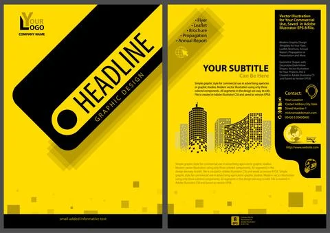 Modern Design of a Yellow-black Leaflet Stock Illustration