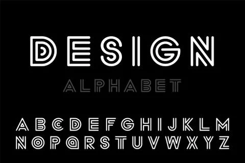 Modern designer striped font - vector minimalistic design. Trendy english Illustration