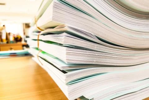 Modern design,stack of paper document on office and finance background Stock Photos