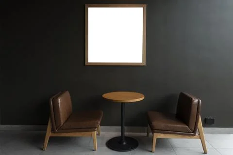 Modern desk with wall background Stock Photos