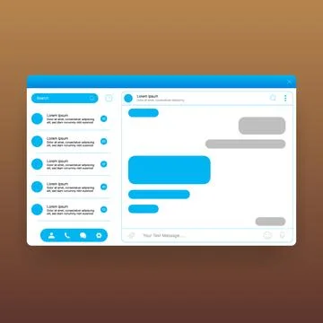 Modern Desktop Chat Application Interface UI UX Dashboard Template Stock Illustration