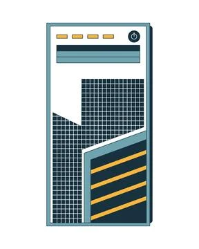 Modern desktop computer case 2D cartoon object Stock Illustration