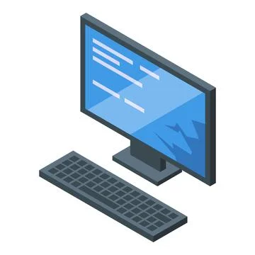 Modern desktop computer displaying code on screen Stock Illustration