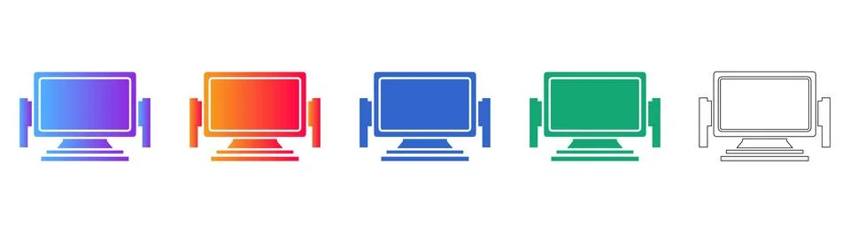 Modern Desktop Computer Screen Icons in Diverse Designs Stock Illustration