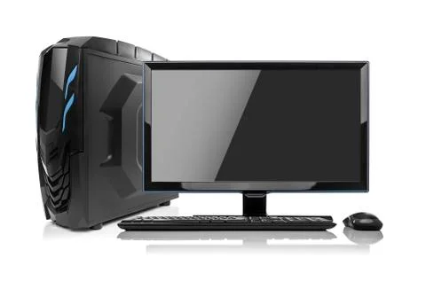 Modern desktop PC computer isolated. Stock Photos