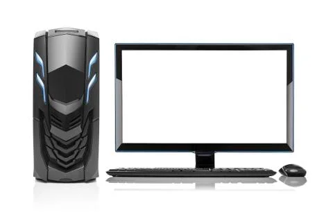 Modern desktop PC computer isolated. Stock Photos