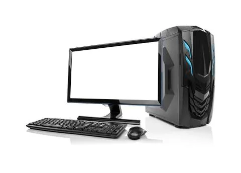 Modern desktop PC computer isolated. Stock Photos