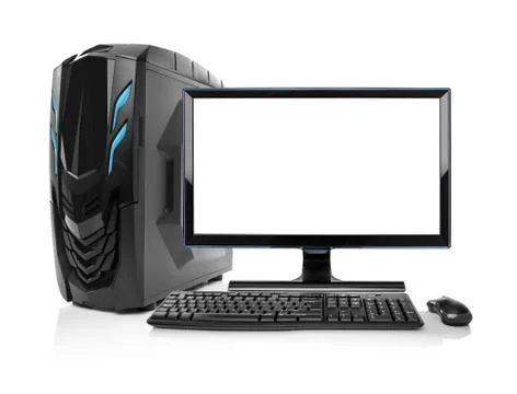 Modern desktop PC computer isolated. Stock Photos